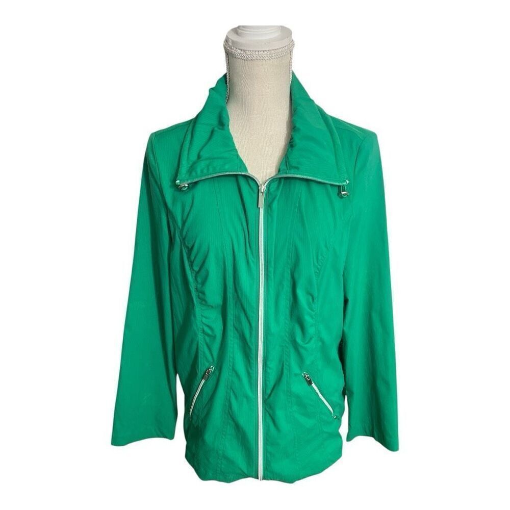 Zenergy Chicos Stripe Jacket Size 1 Green full Zipper Stretch Pocket Outdoor